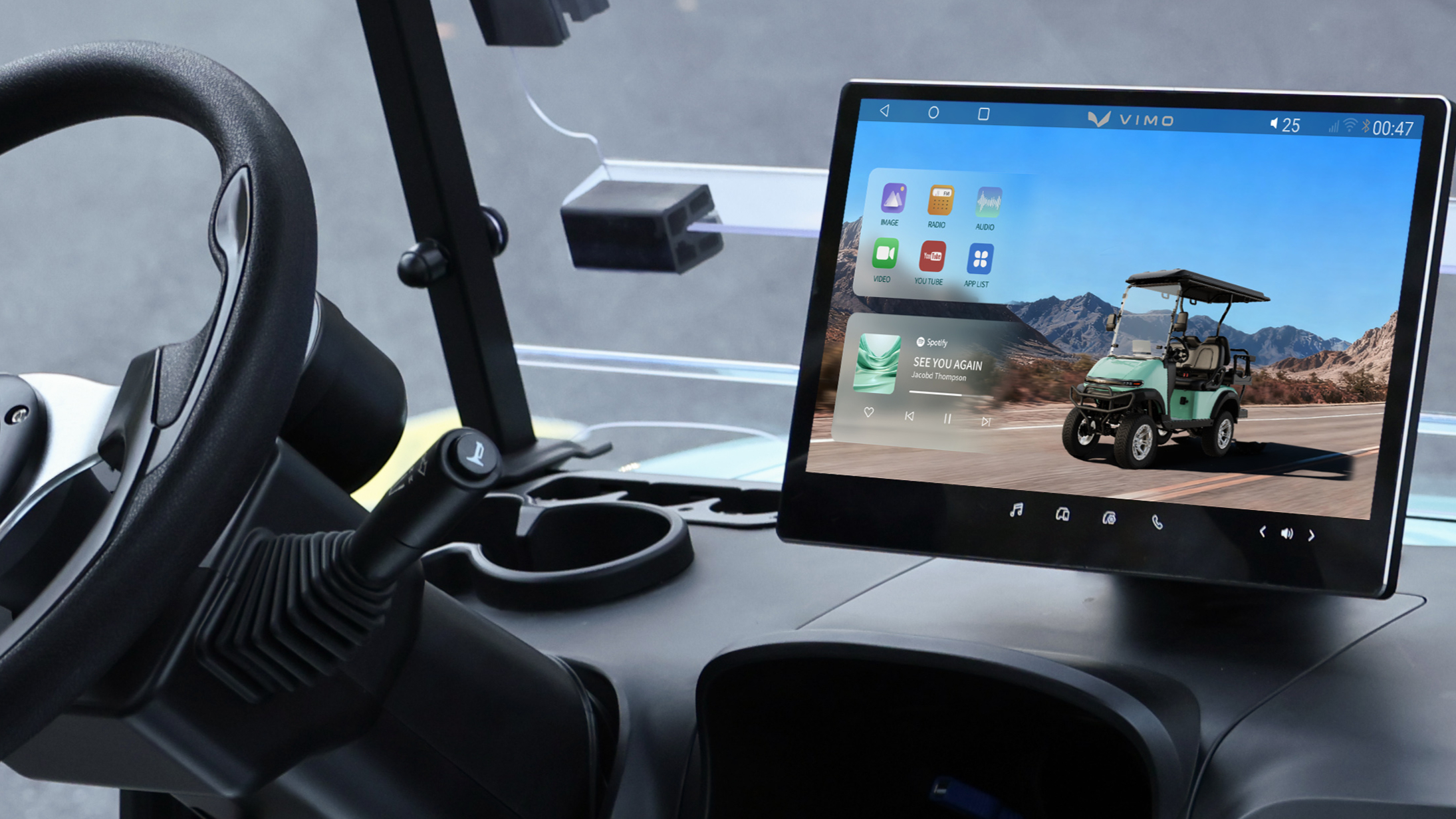 Vimo C1 golf cart featuring smart connected technology with automotive-grade comfort and luxury